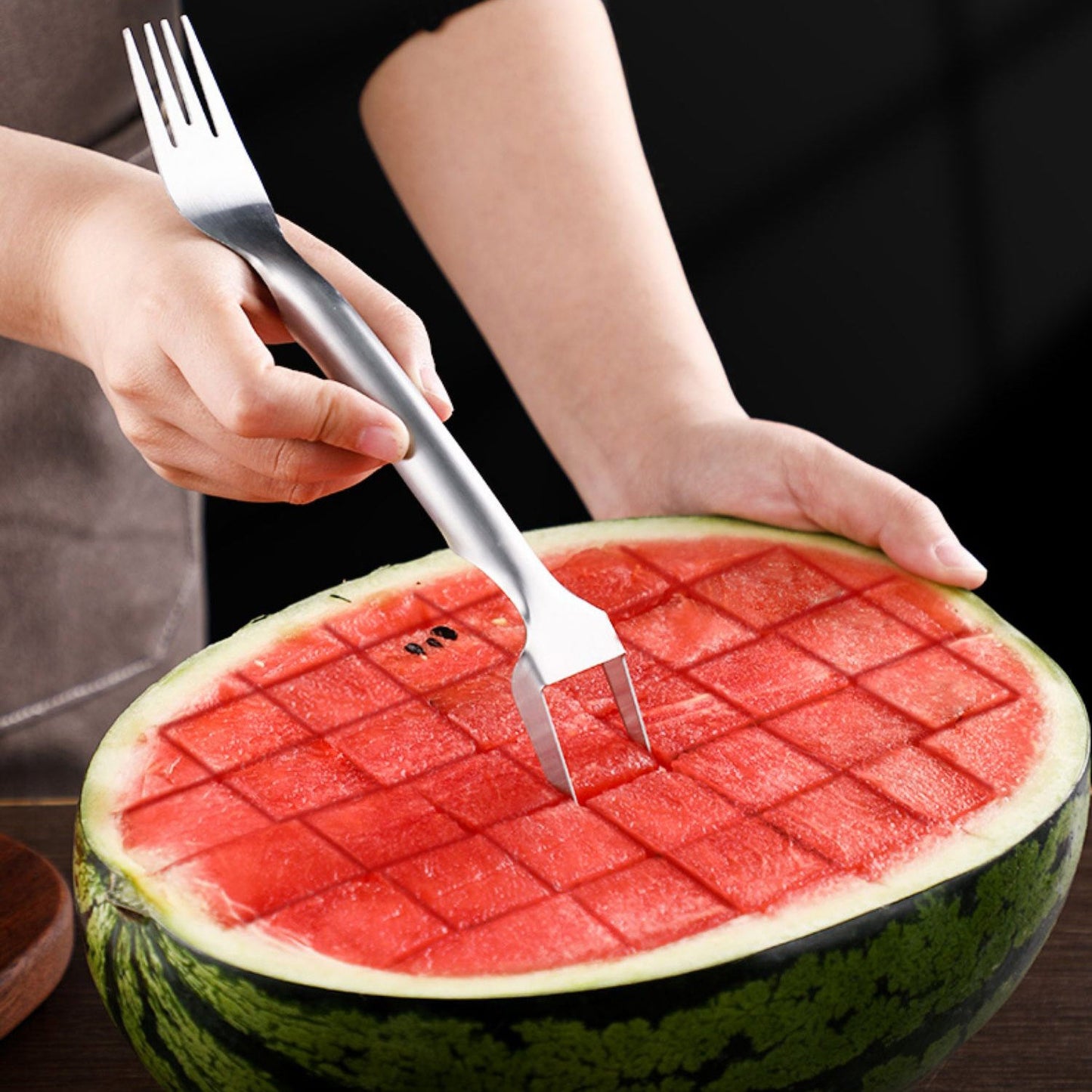 2 In 1 Watermelon Fork Slicer Multi-purpose Stainless Steel Watermelon Slicer Cutter Kitchen Fruit Cutting Fork Fruit Divider Kitchen Gadgets EcoVital Hub