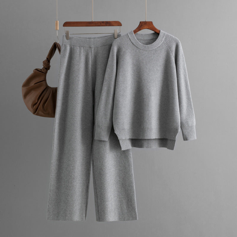 loose knitted two-piece set Loose Knitted Long Sleeves Two-piece Set For Women and man EcoVital Hub