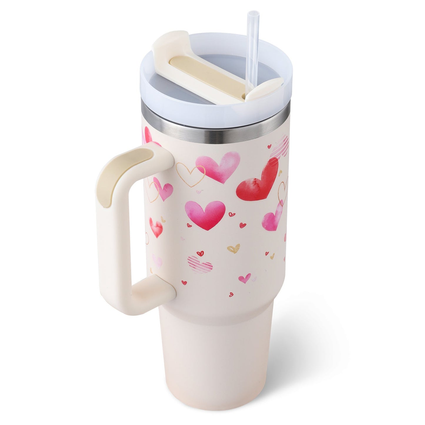 40 Oz Tumbler With Handle Straw Insulated, Stainless Steel Spill Proof Vacuum Coffee Cup Tumbler With Lid Tapered Mug Gifts For Valentine Lover Suitable For Car Gym Office Travel EcoVital Hub