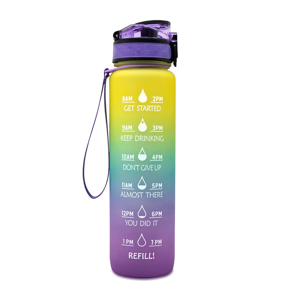 1L Tritan Water Bottle With Time Marker Bounce Cover Motivational Water Bottle Cycling Leakproof Cup For Sports Fitness Bottles EcoVital Hub