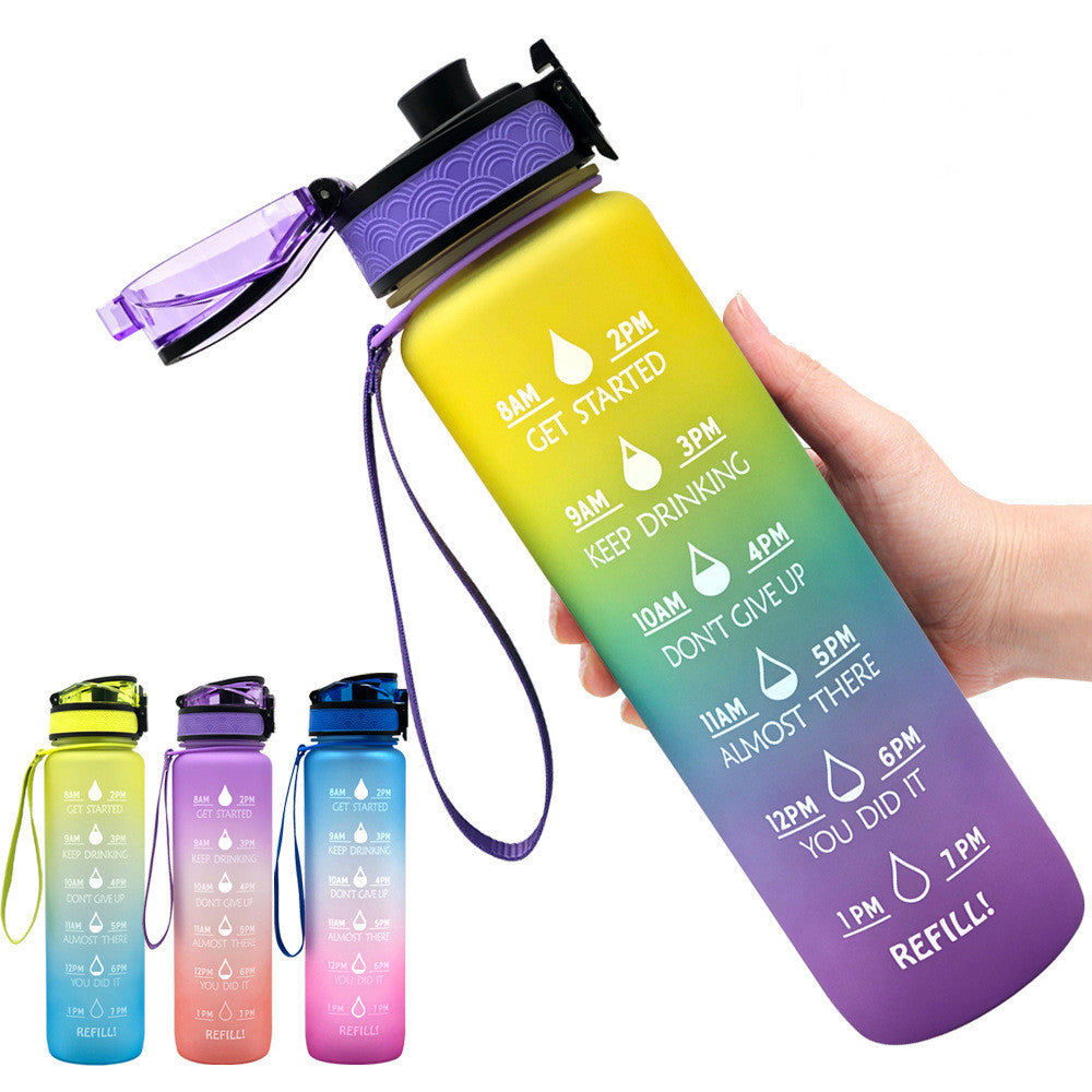 1L Tritan Water Bottle With Time Marker Bounce Cover Motivational Water Bottle Cycling Leakproof Cup For Sports Fitness Bottles EcoVital Hub
