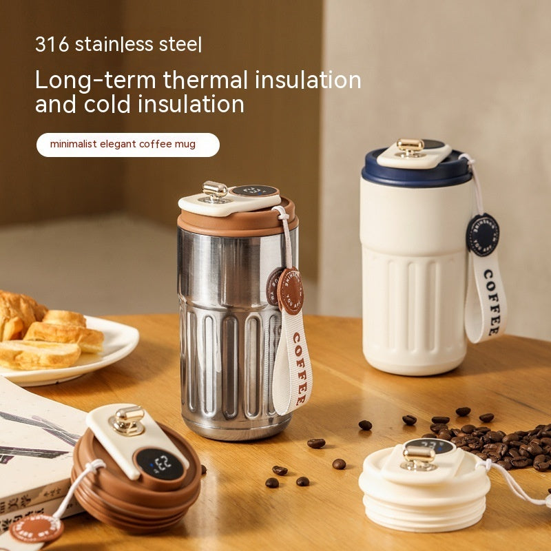 Smart Digital Thermal Bottle Portable Coffee Mug Stainless Steel Water Bottle In-Car Insulated Cup Keep Cold Vacuum Flasks 450ml EcoVital Hub