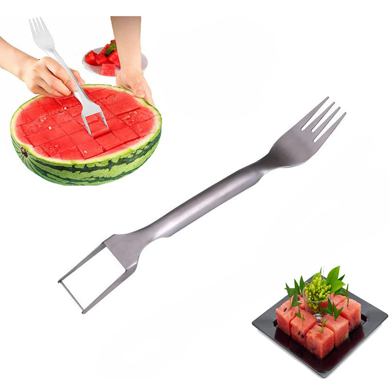 2 In 1 Watermelon Fork Slicer Multi-purpose Stainless Steel Watermelon Slicer Cutter Kitchen Fruit Cutting Fork Fruit Divider Kitchen Gadgets EcoVital Hub
