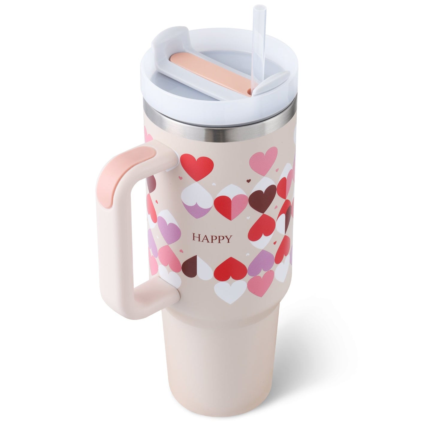 40 Oz Tumbler With Handle Straw Insulated, Stainless Steel Spill Proof Vacuum Coffee Cup Tumbler With Lid Tapered Mug Gifts For Valentine Lover Suitable For Car Gym Office Travel EcoVital Hub