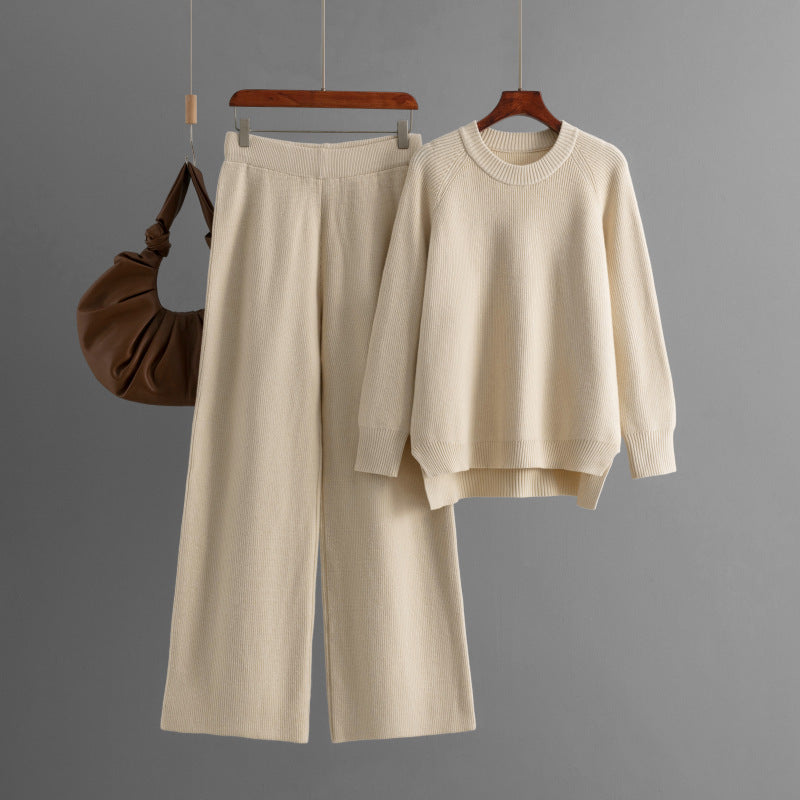 loose knitted two-piece set Loose Knitted Long Sleeves Two-piece Set For Women and man EcoVital Hub