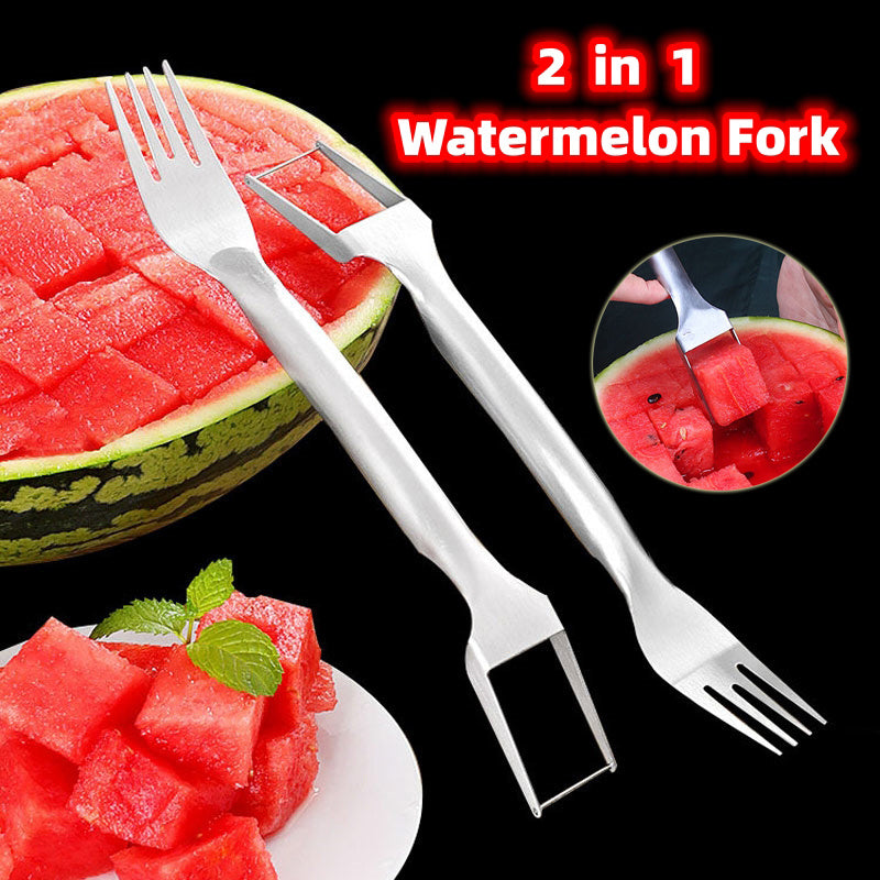 2 In 1 Watermelon Fork Slicer Multi-purpose Stainless Steel Watermelon Slicer Cutter Kitchen Fruit Cutting Fork Fruit Divider Kitchen Gadgets EcoVital Hub