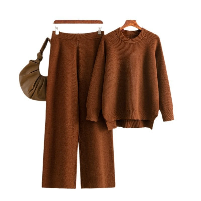 loose knitted two-piece set Loose Knitted Long Sleeves Two-piece Set For Women and man EcoVital Hub