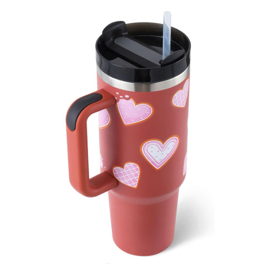 40 Oz Tumbler With Handle Straw Insulated, Stainless Steel Spill Proof Vacuum Coffee Cup Tumbler With Lid Tapered Mug Gifts For Valentine Lover Suitable For Car Gym Office Travel EcoVital Hub