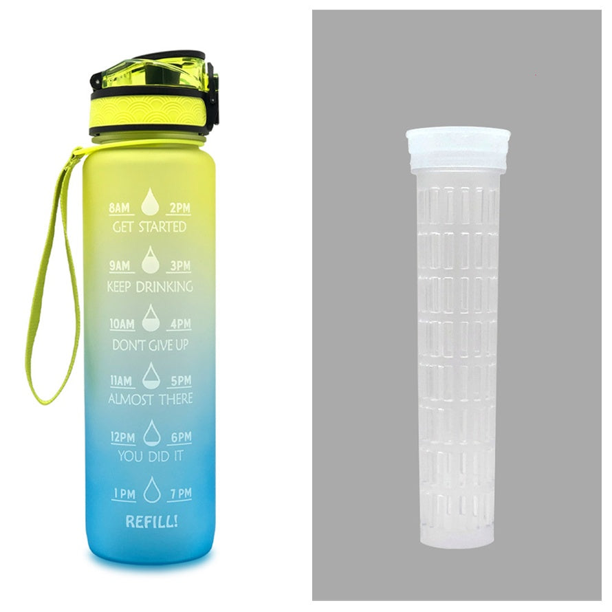 1L Tritan Water Bottle With Time Marker Bounce Cover Motivational Water Bottle Cycling Leakproof Cup For Sports Fitness Bottles EcoVital Hub