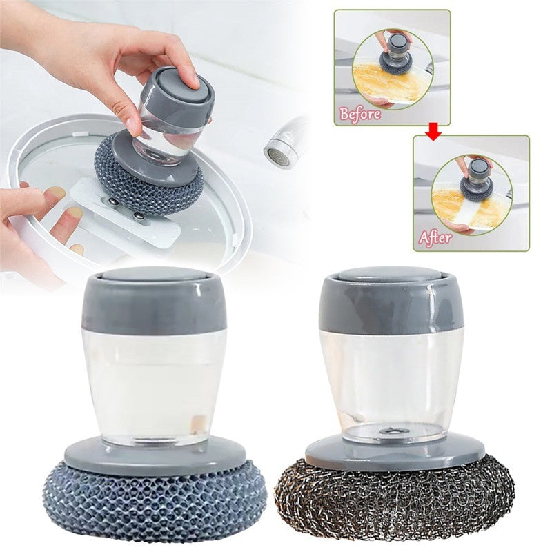 Kitchen Soap Dispensing Palm Brush Cleaner Push-type Brush Kitchen Detergent Tools EcoVital Hub