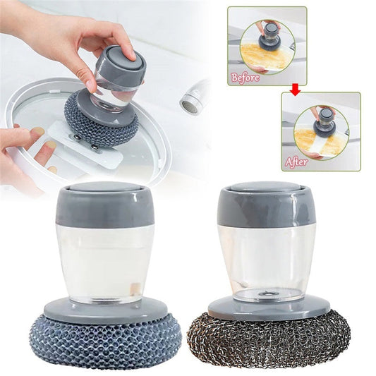 Kitchen Soap Dispensing Palm Brush Cleaner Push-type Brush Kitchen Detergent Tools EcoVital Hub