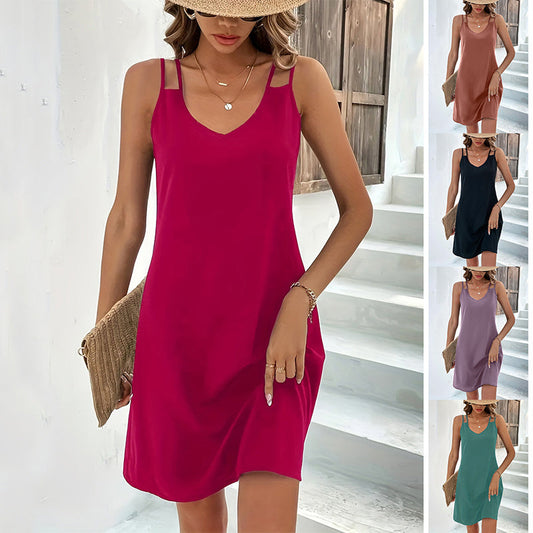 Fashion Slim Fit Slimming Sleeveless Dress Womens Clothing EcoVital Hub