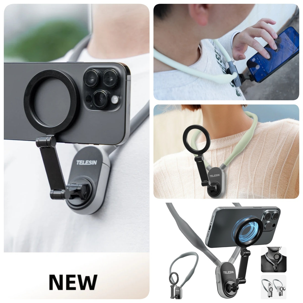 Silicone Phone Magnetic Neck Mount Quick Release Hold For Phone Magsafe Magnetic Suction Cell Phone Neck Hanging Bracket EcoVital Hub