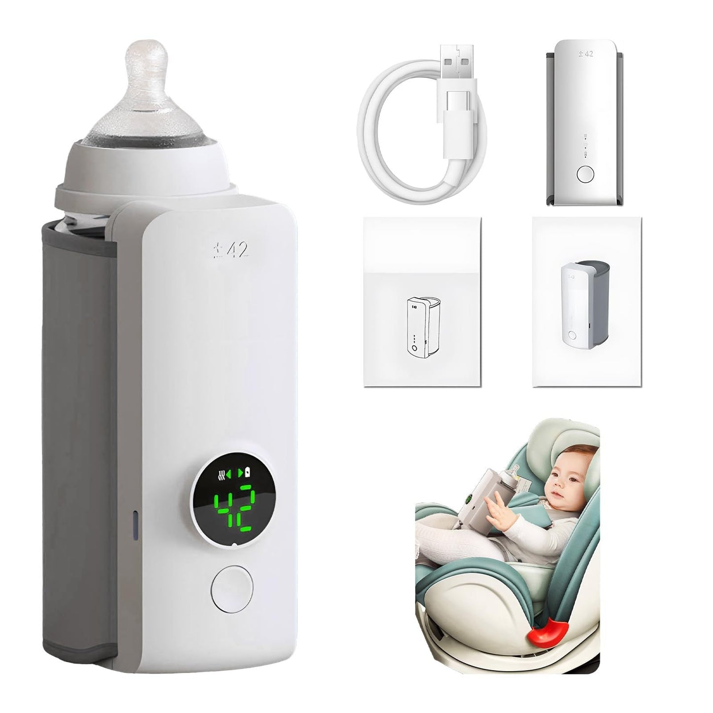 Portable Wireless Rechargeable Baby Bottle Warmer USB Charging And Heating Bag Portable Constant Temperature Milk Warmer Universal Bottle Insulation Sleeve EcoVital Hub