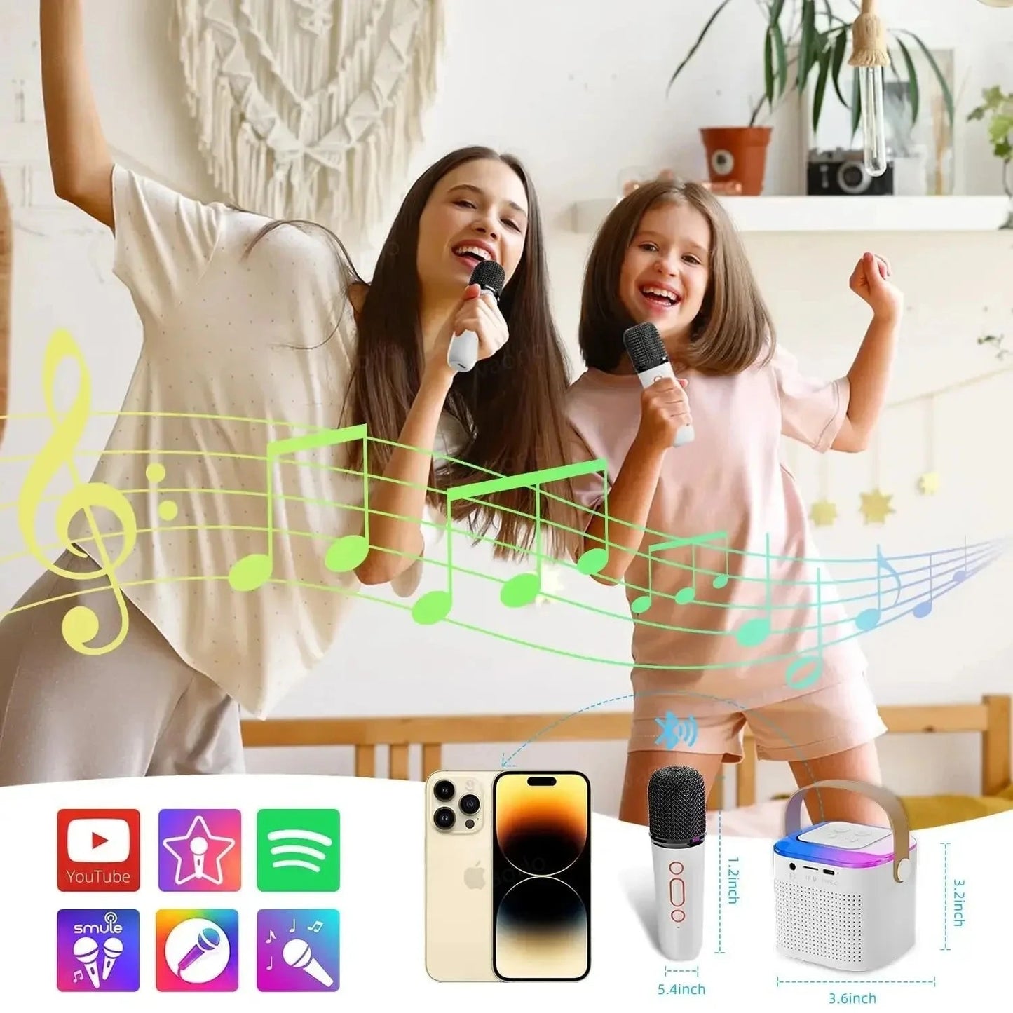 TikTok Karaoke: Portable Wireless Bluetooth Speaker With Microphone EcoVital Hub