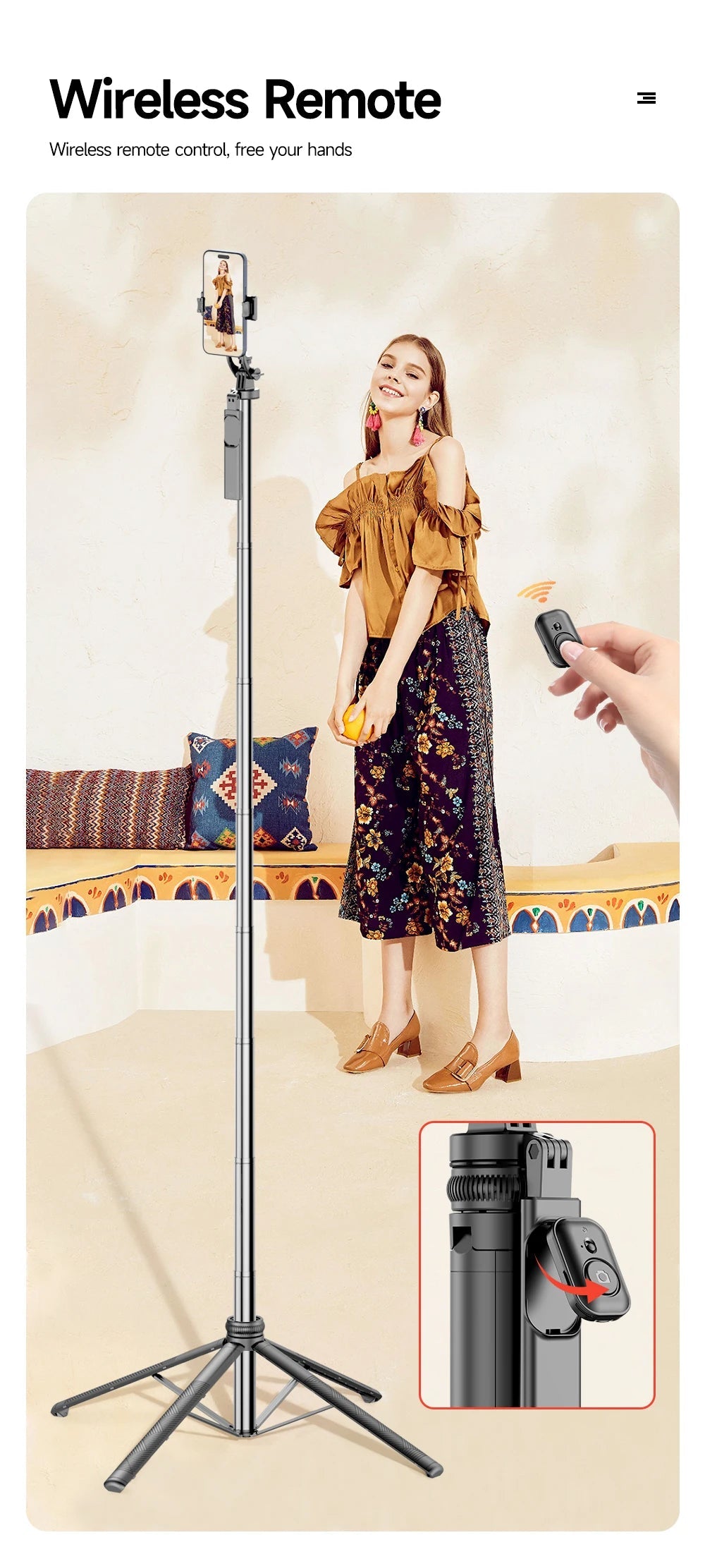 TOKQI Professional Extendable Tripod for TikTok Creators - Bluetooth Remote, 1/4'' Screw, Phone Holder, 72inch MonopodTOKQI Professional Tripod EcoVital Hub