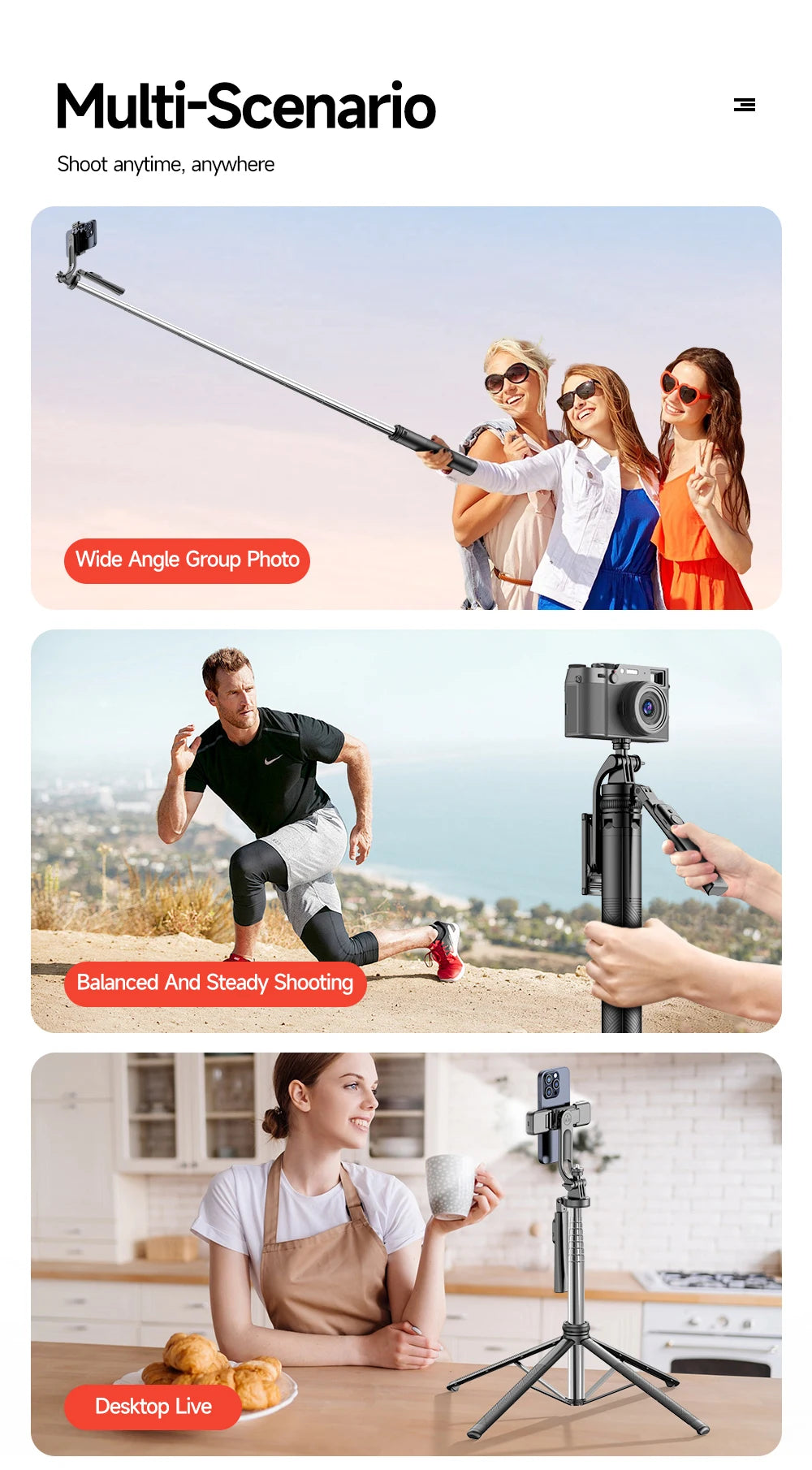 TOKQI Professional Extendable Tripod for TikTok Creators - Bluetooth Remote, 1/4'' Screw, Phone Holder, 72inch MonopodTOKQI Professional Tripod EcoVital Hub
