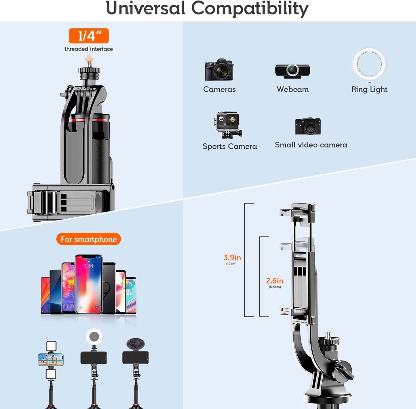 TikTok Creator's Ultimate Selfie Stick Tripod - 130cm Portable Tripod for Smartphone Photography EcoVital Hub