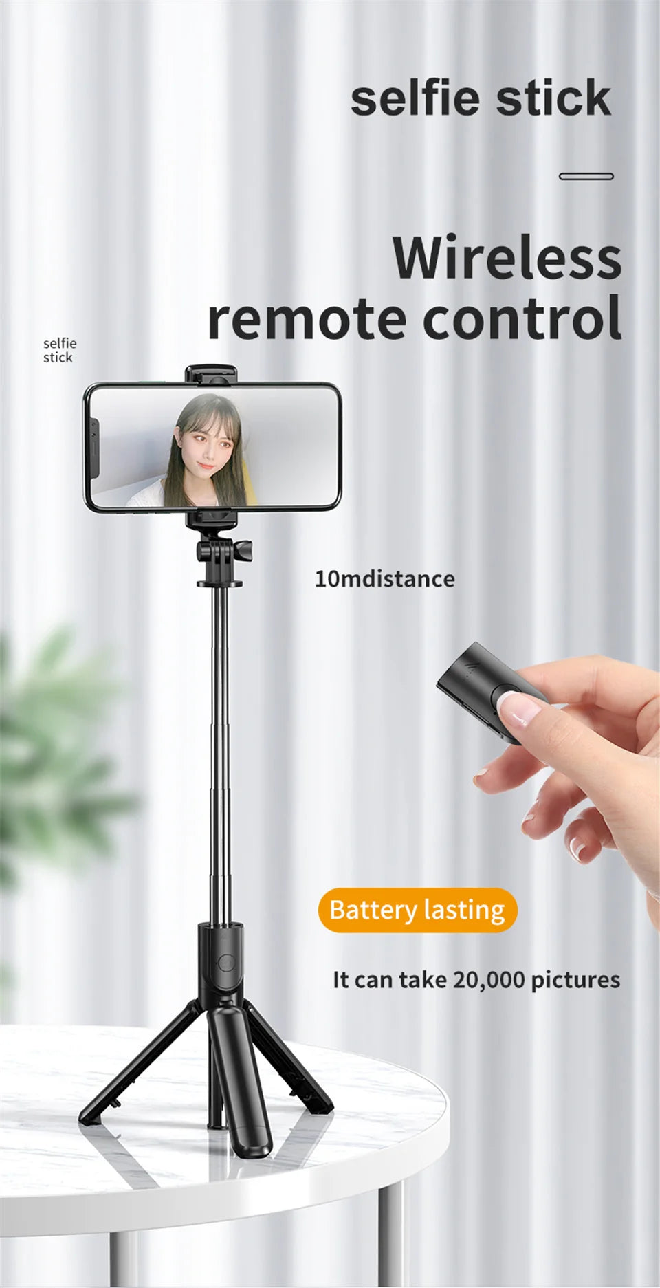TikTok Selfie Stick - Wireless Bluetooth Remote - Portable Smartphone Stand EcoVital Hub