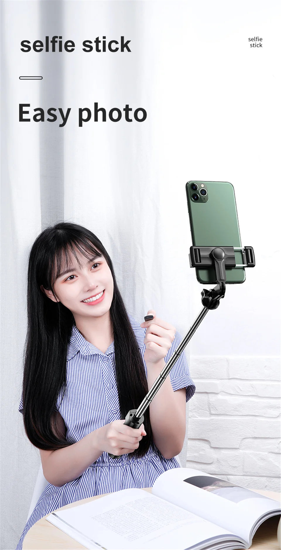 TikTok Selfie Stick - Wireless Bluetooth Remote - Portable Smartphone Stand EcoVital Hub
