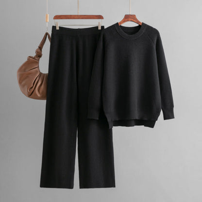 loose knitted two-piece set Loose Knitted Long Sleeves Two-piece Set For Women and man EcoVital Hub