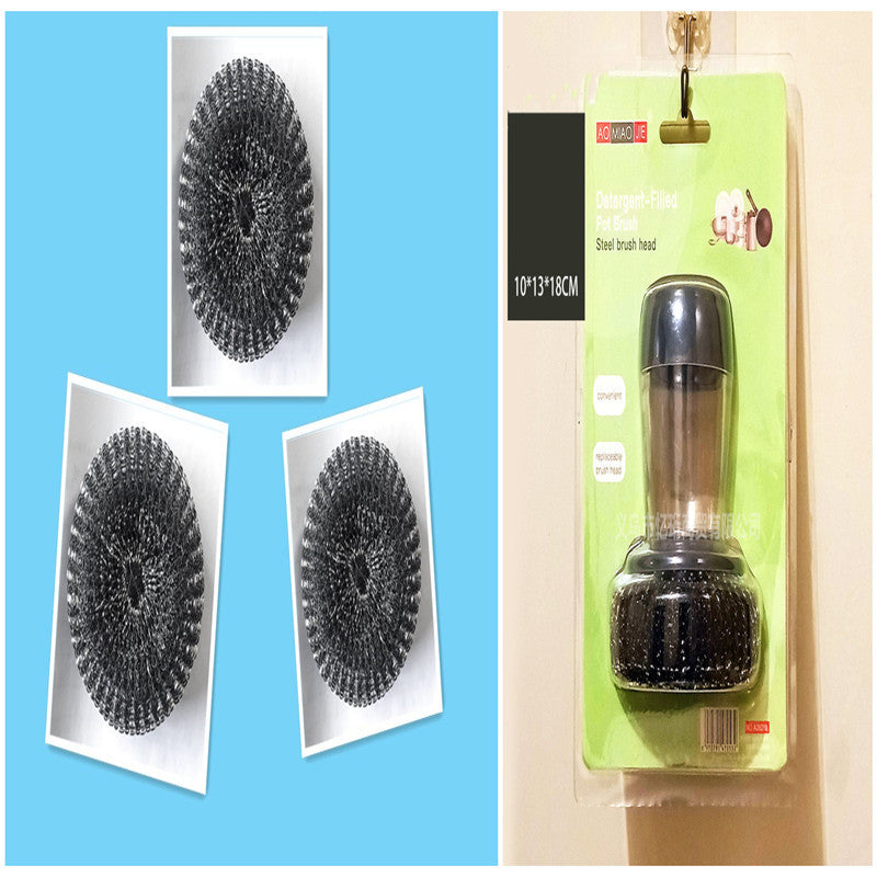 Kitchen Soap Dispensing Palm Brush Cleaner Push-type Brush Kitchen Detergent Tools EcoVital Hub