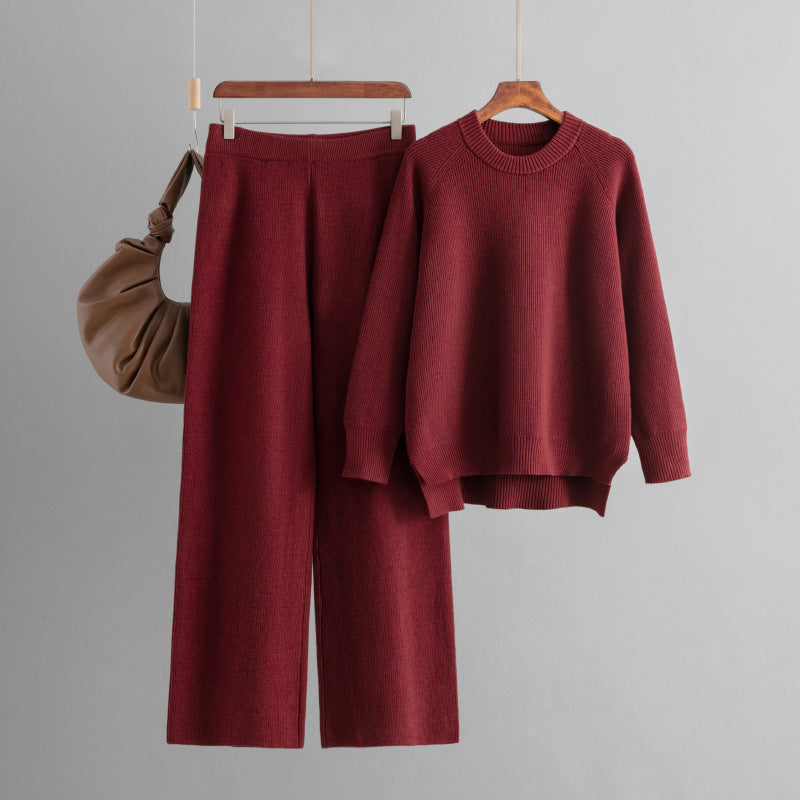 loose knitted two-piece set Loose Knitted Long Sleeves Two-piece Set For Women and man EcoVital Hub