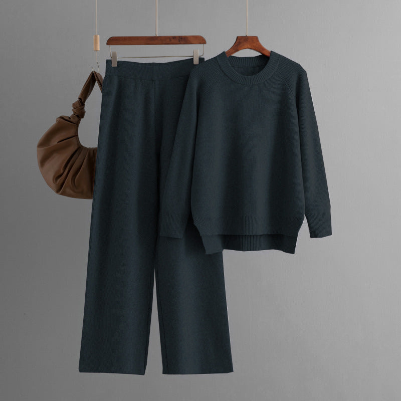 loose knitted two-piece set Loose Knitted Long Sleeves Two-piece Set For Women and man EcoVital Hub