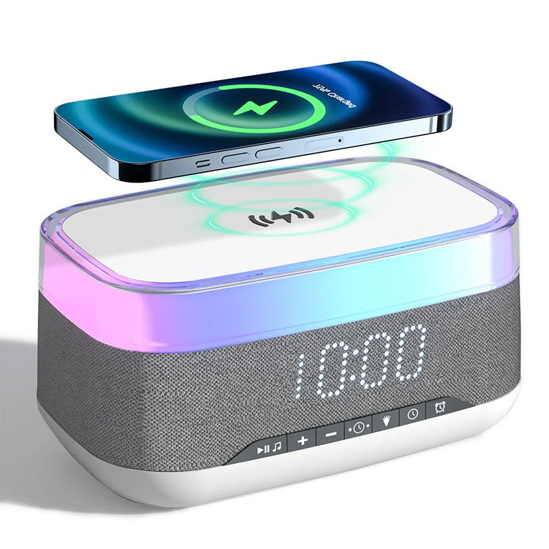 Intelligent Multifunctional Alarm Clock Bluetooth Speaker Wireless Charger Fast Charge Clock Atmosphere Night Light Home Decor EcoVital Hub