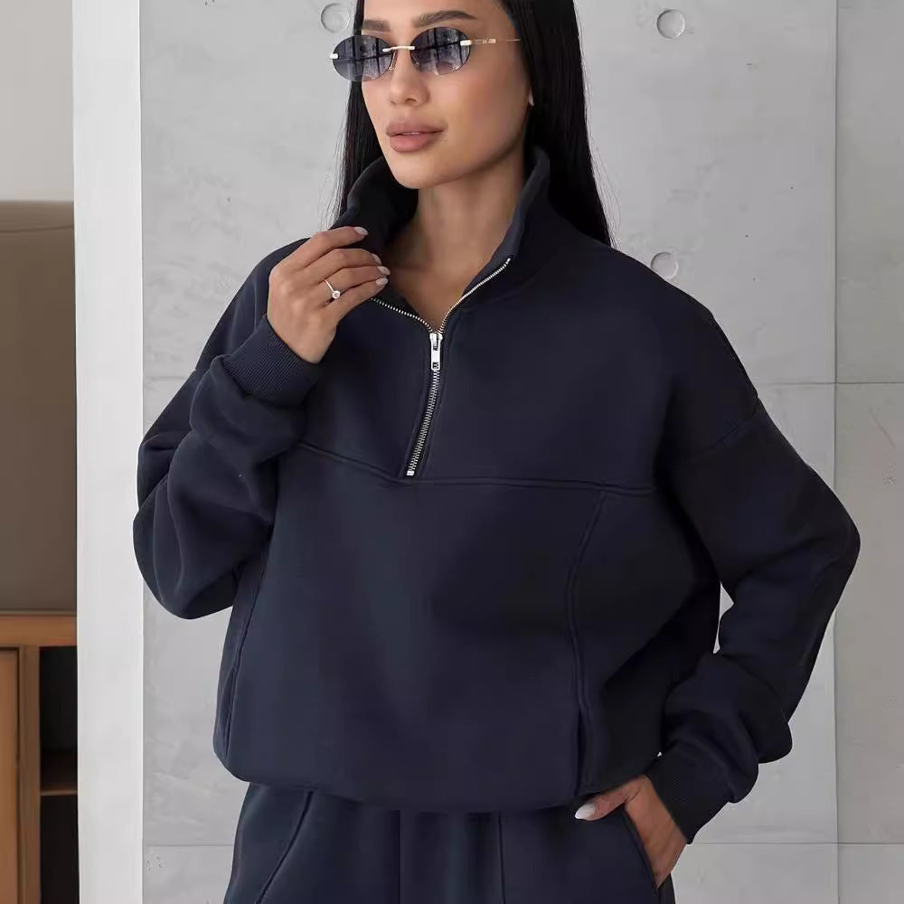 Y2K Winter Jogging Women Two Piece Set Female Zipper Coat Casual Pants Tracksuit Autumn Jacket Fashion Contrast Sport Wear Set Acme