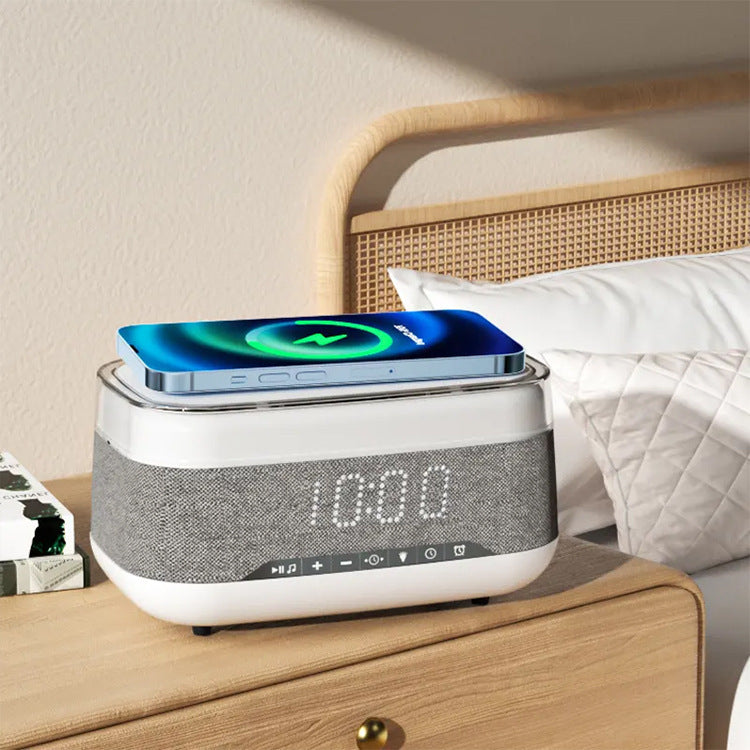 Intelligent Multifunctional Alarm Clock Bluetooth Speaker Wireless Charger Fast Charge Clock Atmosphere Night Light Home Decor EcoVital Hub