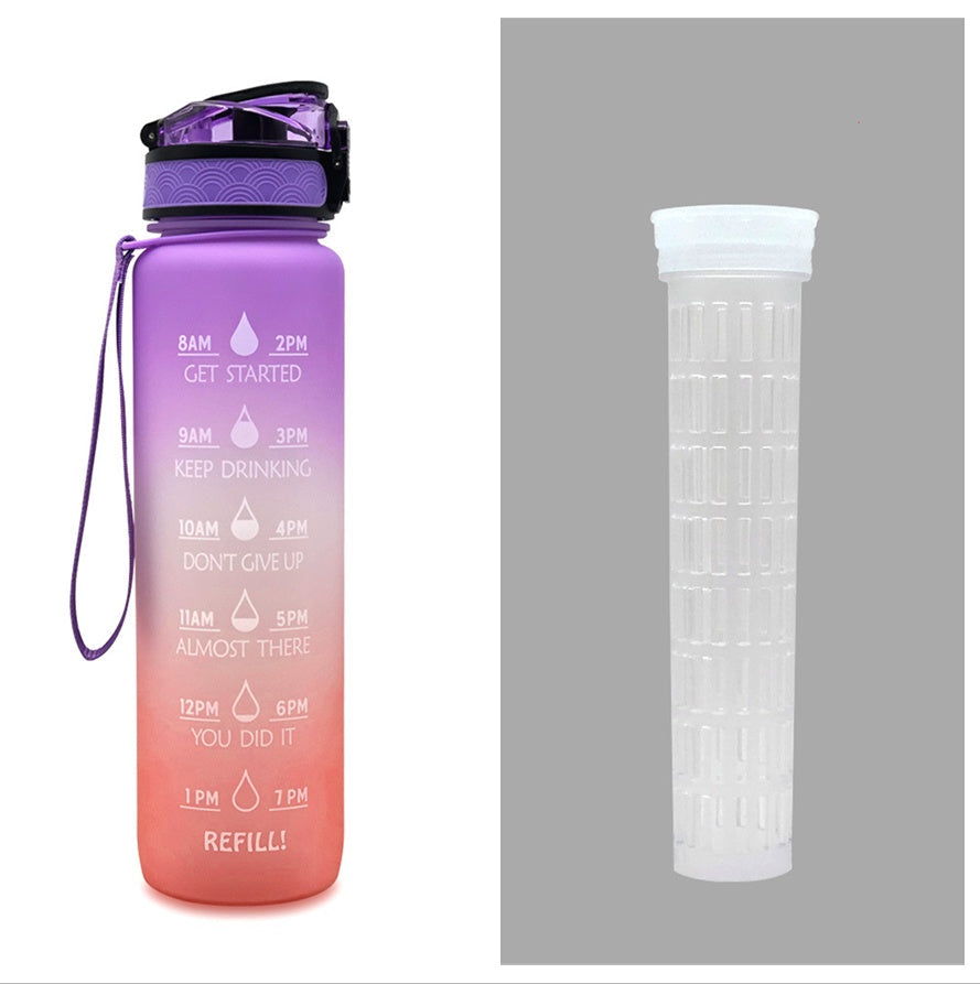 1L Tritan Water Bottle With Time Marker Bounce Cover Motivational Water Bottle Cycling Leakproof Cup For Sports Fitness Bottles EcoVital Hub